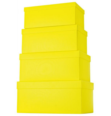 Geschenkkarton One Colour hoch 4-teilig mit Rillenprägung gelb