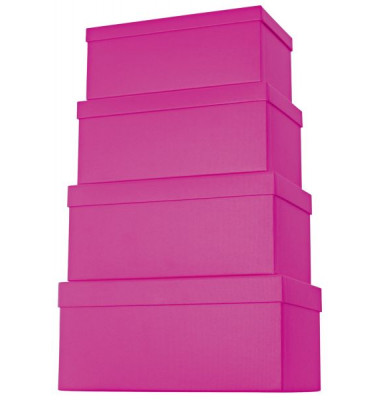 Geschenkkarton One Colour hoch 4-teilig mit Rillenprägung pink