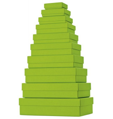 Geschenkkarton One Colour flach 10-teilig mit Rillenprägung hellgrün