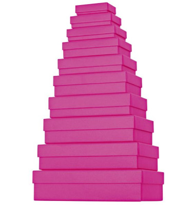 Geschenkkarton One Colour flach 10-teilig mit Rillenprägung pink