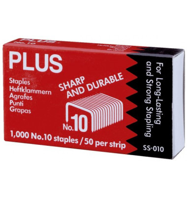 Heftklammern No. 10, 30089, Edelstahl verzinkt, Heftleistung 10 Blatt max.