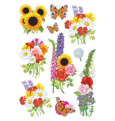 3369 Decorsticker Schmucketikett moderne Blumen 30 Sticker
