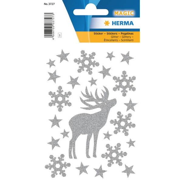 10 Stück Herma 3727 Glitter Weihn.Schmucketikett Hirsch 4008705037273 Herma 24 Stück
