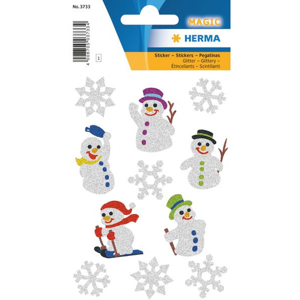 10 Stück Herma 3733 Glitter Weihnicker Schneemann 4008705037334 Herma 11 Stück