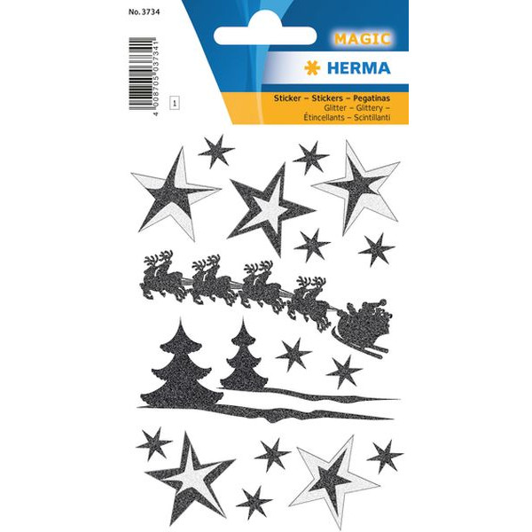 10 Stück Herma 3734 Glitter Weihnicker Schlitten 4008705037341 Herma 18 Stück