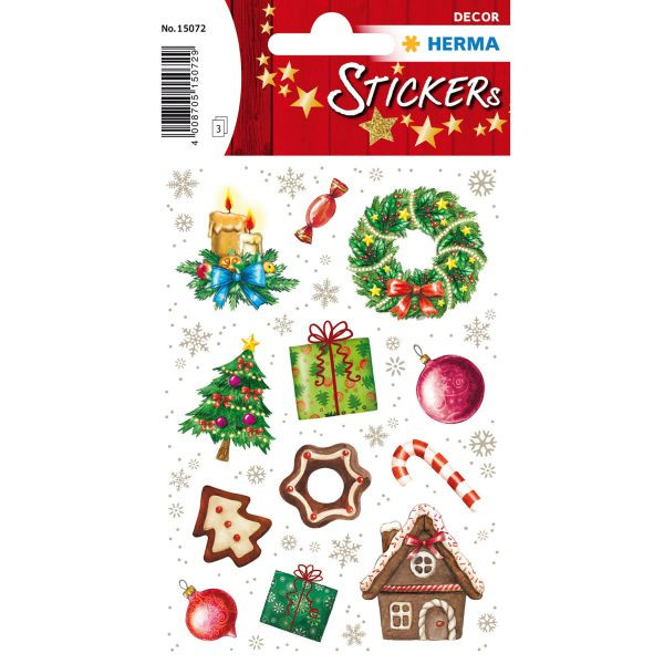 10 Stück Herma 15072 Decorsticker Schmucketikett Weihnachtszeit 4008705150729 Herma 36 Stück