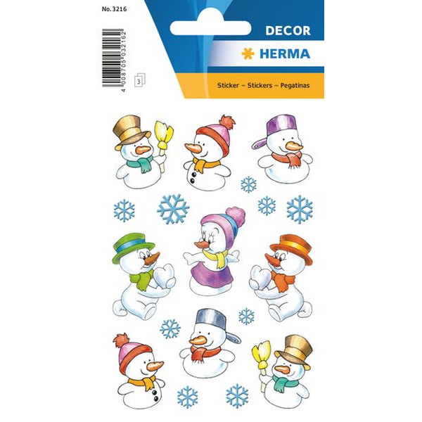 10 Stück Herma 3216 Decorsticker Weihn. Schmucketikett Schneemänner 4008705032162 Herma 27 Stück