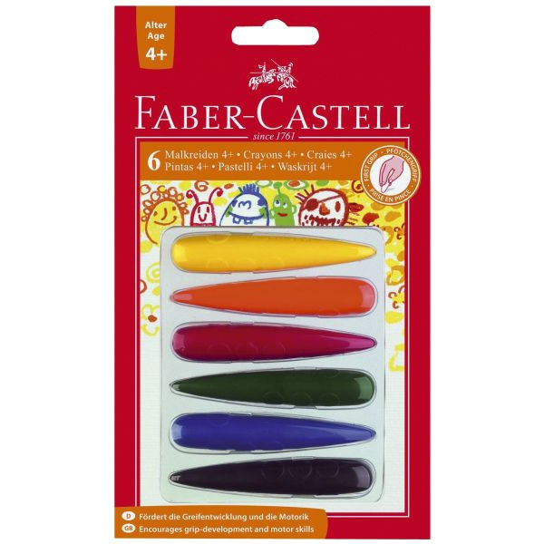 4005401204046 - Wachsmalkreide 4+Finger 120404 6er Etui farbig sortiert Keilform 4005401204046 Faber-Castell