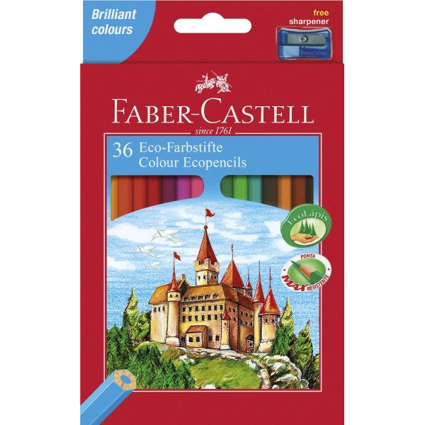 7891360580041 - Buntstifte Castle 36-farbig sortiert 7 x 175mm mit Spitzer 7891360580041 Faber-Castell