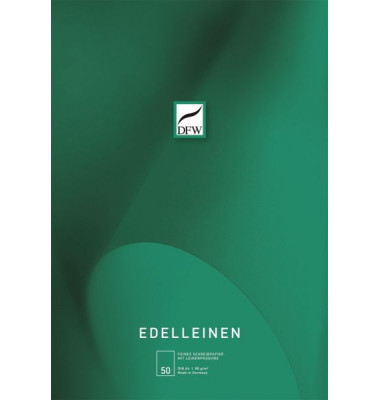 Briefblock 820100 Edelleinen, ohne, Lineatur 20 / blanko, A4, 80g, gr&uuml;n, 50 Blatt