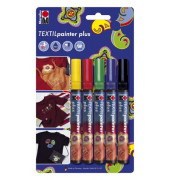 Stoffmalstift 01180 000 00080, gelb, rot, blau, grün, schwarz, 3 mm, 5er-Set