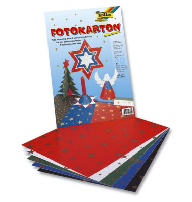 Fotokarton 5899, farbig sortiert goldene Sterne, 50x70cm, 300g