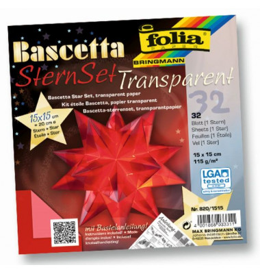 Bastelset Bascettastern rot/transparent Ø 20cm aus 30 Teilen