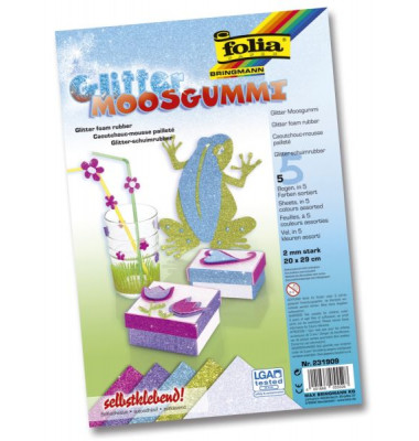 231909 20x29cm 5Bl Moosgummi Glitter sk 5Farben 231909 20x29cm 5Bl Moosgummi Glitter sk 5Farben