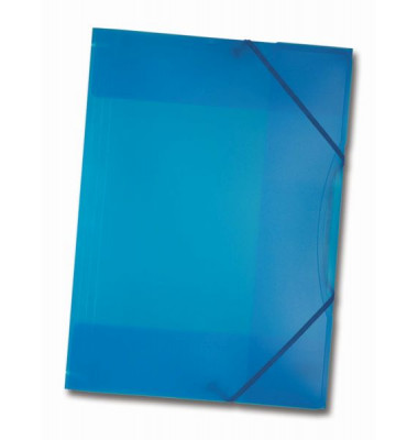 Eckspannmappe 6994, A3 blau-transparent Kunststoff, mit 3 Einschlagklappen