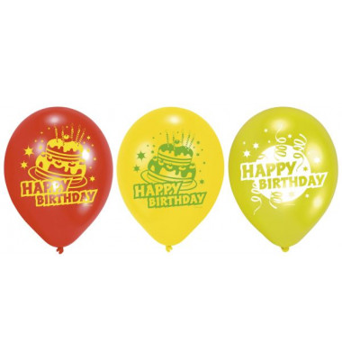 Luftballon 450193 Happy Birthday farbig sortiert