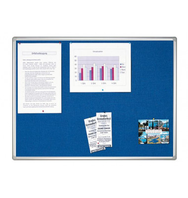 Pinnwand Pro, 150x100cm, Filz, Aluminiumrahmen, blau