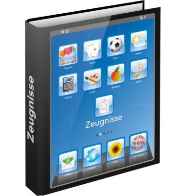 Zeugnisringbuch Zeugnisringb&uuml;cher 46431, schwarz/blau "iTab", A4, ohne