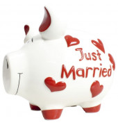 101357 Just Married Spardose Schwein mittel weiß