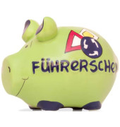 Spardose Schwein (klein) 100479 , "F&uuml;hrerschein"