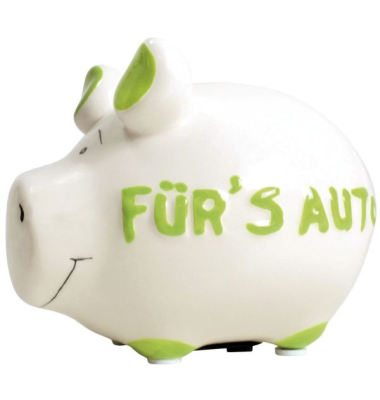 Spardose Schwein (klein) 100480 , "Schriftzug F&uuml;r's Auto"