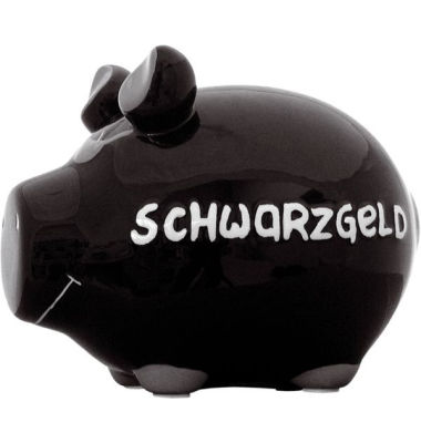 Spardose Schwein (klein) 100060 , "Schriftzug Schwarzgeld"