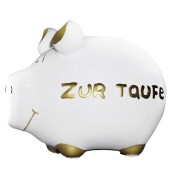 Spardose Schwein (klein) 100803 , "Schriftzug zur Taufe"