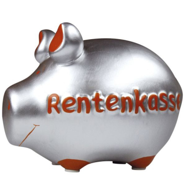 Spardose Schwein (klein) 100490 , "Schriftzug Rentenkasse"