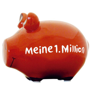Spardose Schwein (klein) 100957 , "Schriftzug Meine 1. Million"