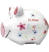 Spardose Schwein (klein) 101021 , "Blumen/Schriftzug"