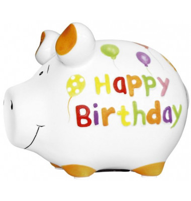 Spardose Schwein (klein) 101187 , "HAPPY BIRTHDAY"