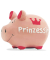 Spardose Schwein (klein) 100852 , "Krone/Shriftzug Prinzessin"