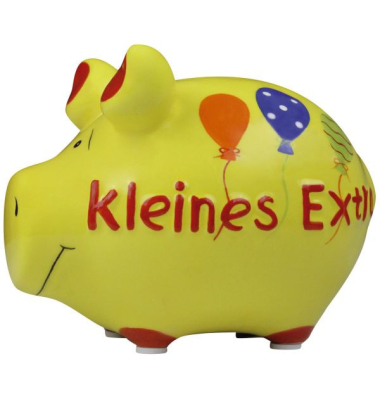 Spardose Schwein (klein) 101487 , "Luftbalons/Schriftzug Kleines Extra"