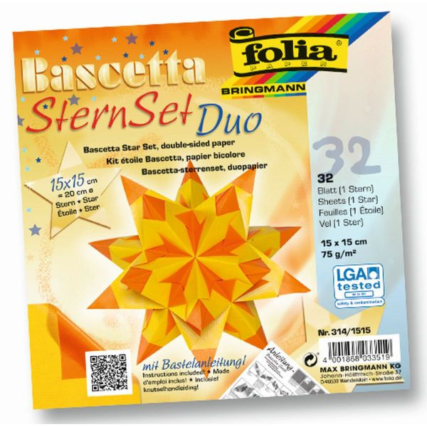 4001868033519 - Bascetta Stern Bastelset Ø 20cm 115g 15x15cm gelb orange 314 1515 4001868033519 Folia