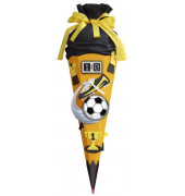 Bastel-Schultüte Soccer gelb 3D 68cm 6-eckig 658025