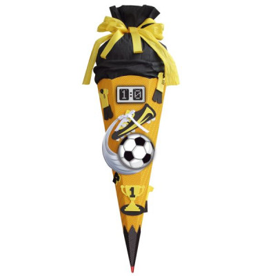 Bastel-Schultüte Soccer gelb 3D 68cm 6-eckig 658025