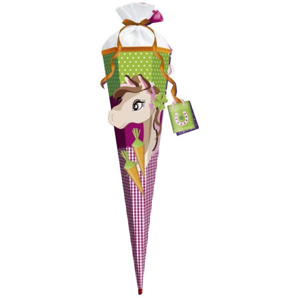 Roth Bastel-Schultüte 651007, Pferd Huppdiwupp 3D, 80cm, 6-eckig 4028279800660 Roth