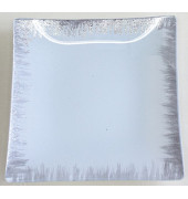 YQL7182-1 15x15cm Glas-Teller weiß- silber