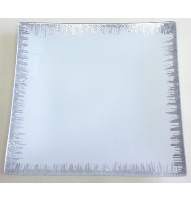 YQL7182-2 20x20cm Glas-Teller weiß- silber