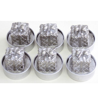 Teelichter N19015-3010-10 Paket silber 4x4x5cm ca. 2 Stunden Brenndauer