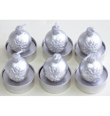 Teelichter N19041-4010-2/B Christbaumkugel silber 4x7cm ca. 2 Stunden Brenndauer