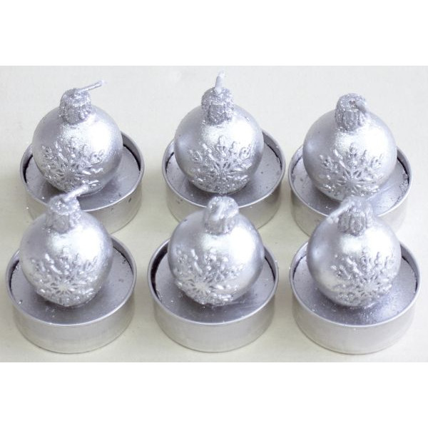 PBs Teelichter N19041-4010-2/B Christbaumkugel silber 4x7cm ca. 2 Stunden Brenndauer 9004546361701 PBs 6 Stück