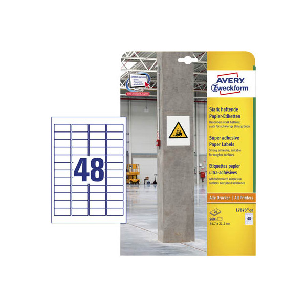 4004182070055 - L7873-20 Universaletiketten 457x212 weiß 4004182070055 Zweckform L7873-20 960 Stück