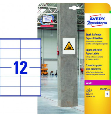 Etiketten L7875-20, wei&szlig;, 105x48mm, rechteckig
