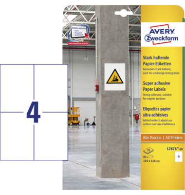 Etiketten L7876-20, wei&szlig;, 105x148mm, rechteckig