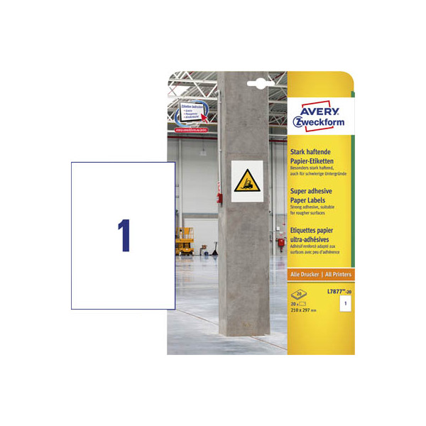4004182070093 - Etiketten L7877-20 weiß 210x297mm rechteckig  4004182070093 20 Stück