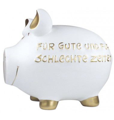 100958 gold Spardose Schwein "Für gute und für schlechte Zeiten"