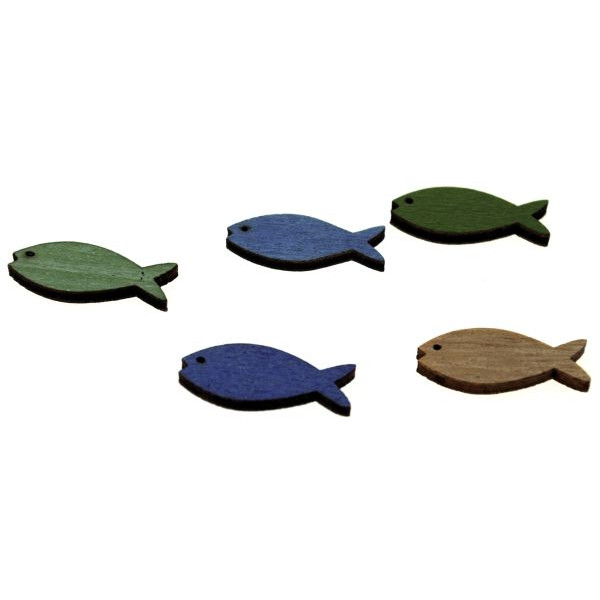 6 Stück Alpedia Streufigur Fisch - 25 mm Holz, sortiert  HEAD 12 Stück