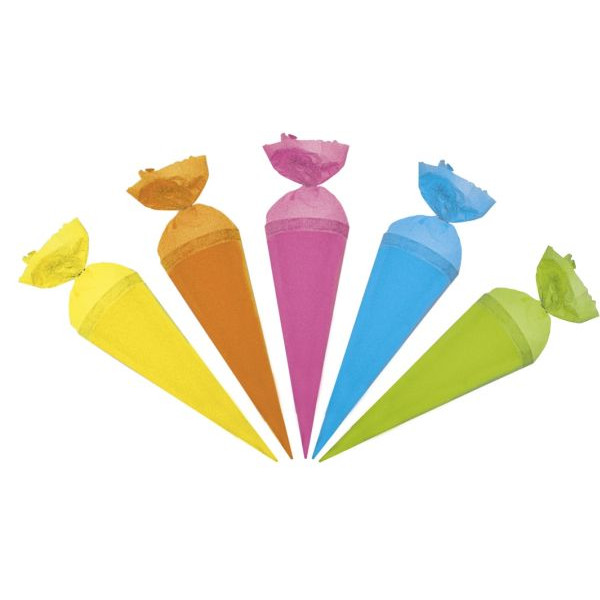 4028279010526 - Schultüte Uni zum Anhängen farbig 5er Set 15cm rund 6715021 4028279010526 5 Stück