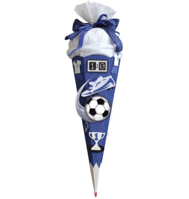 Bastel-Schultüte Soccer blau 3D 68cm 6-eckig 658027